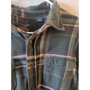 Orvis Flannel Shacket Mens L Plaid Shirt Jacket Green Outdoor Cabincore Heavy